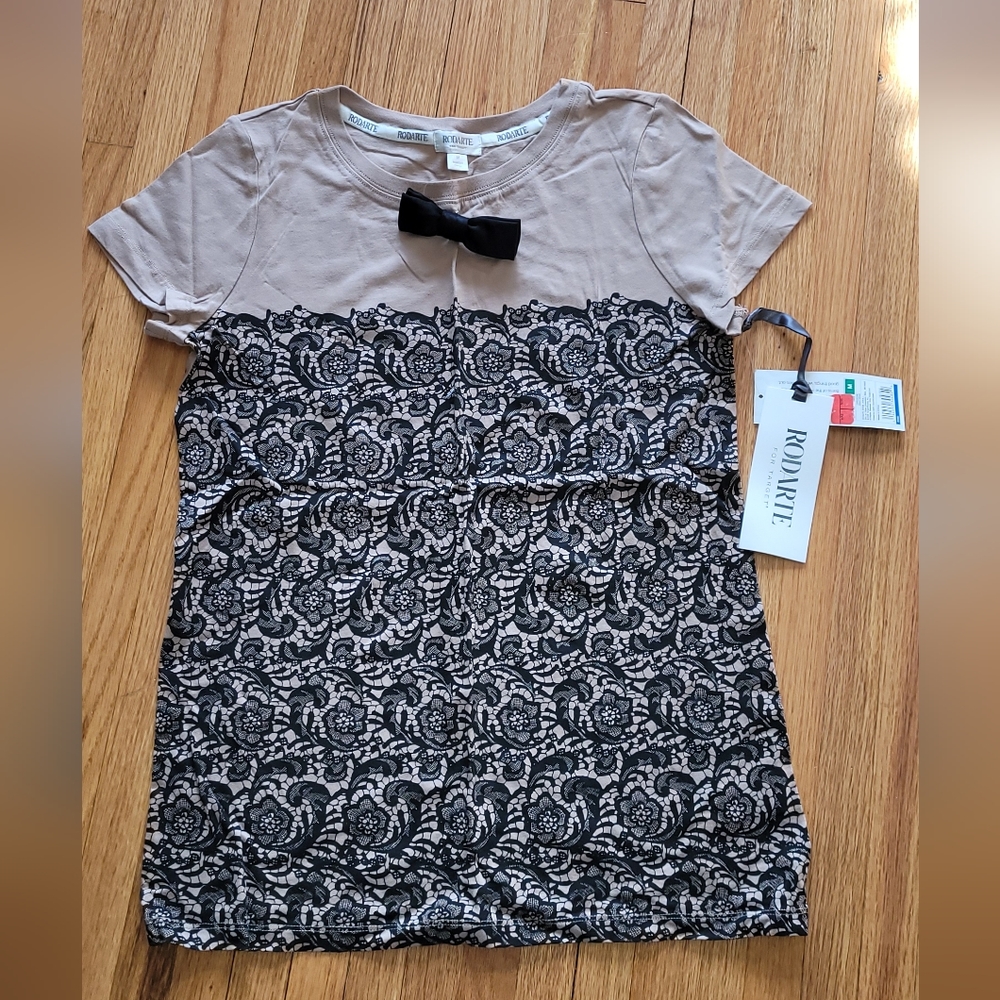 NWT Rodarte For Target Lace Print Tee T-shirt Beige Size MEDIUM